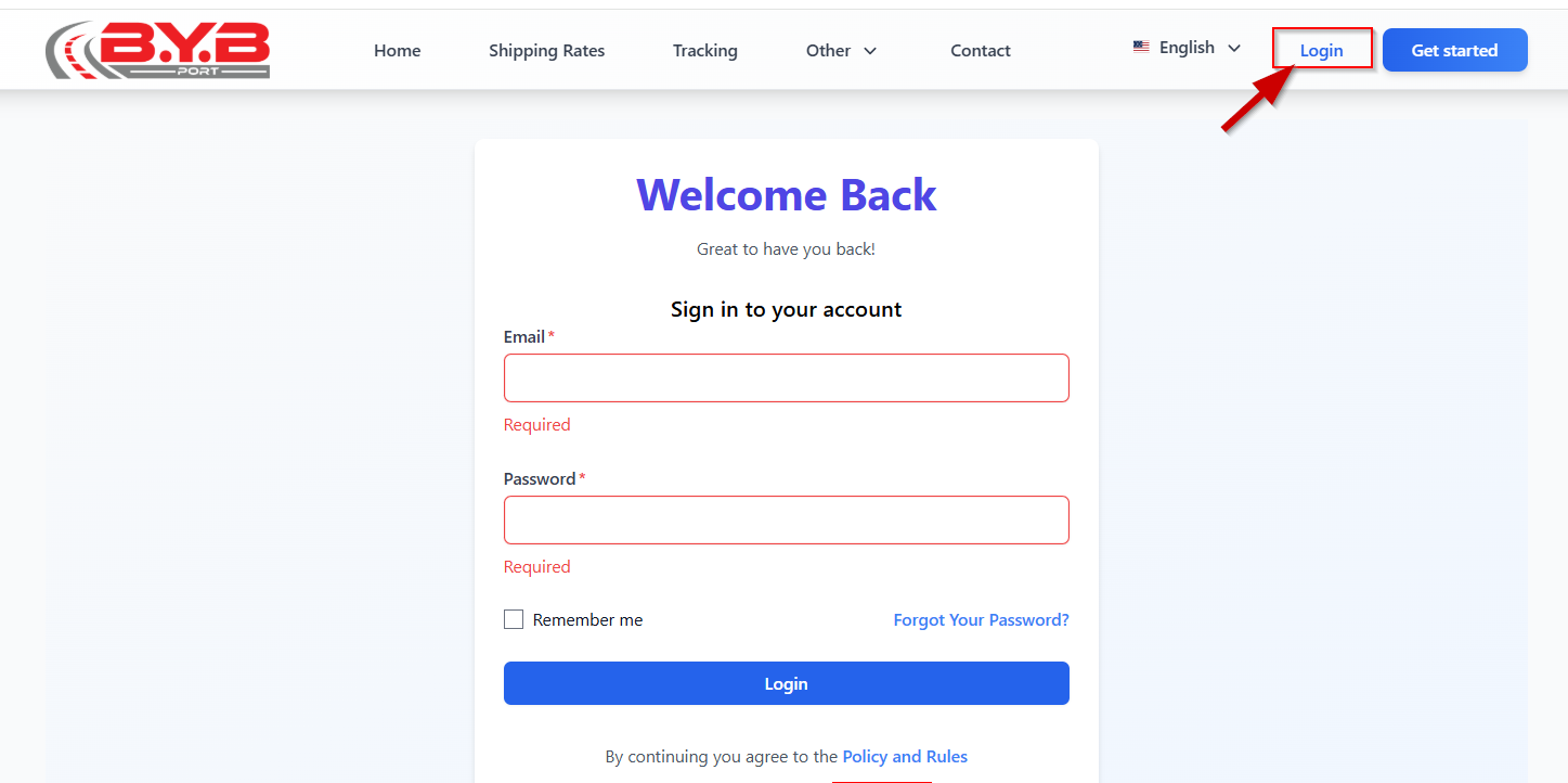 Step 1: The user registers an account Screenshot 1